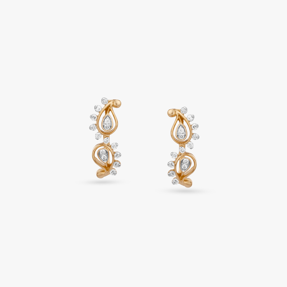 Swirl Paisley Diamond Stud Earrings,,hi-res image number null