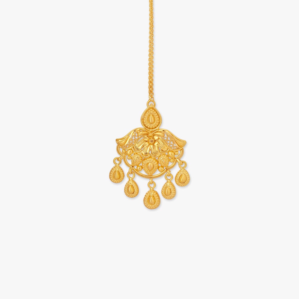 Plume Crown Gold Maang Tikka,,hi-res image number null