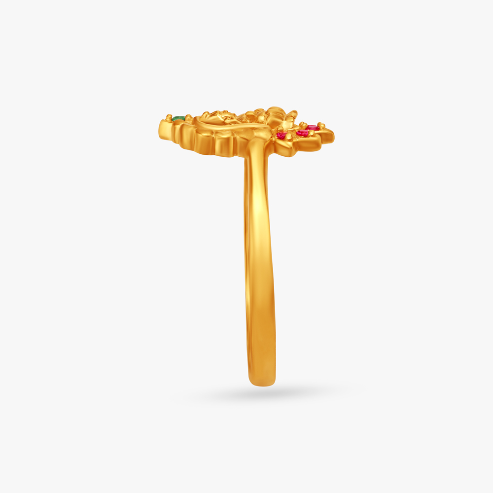 Floral Gold Finger Ring,,hi-res image number null