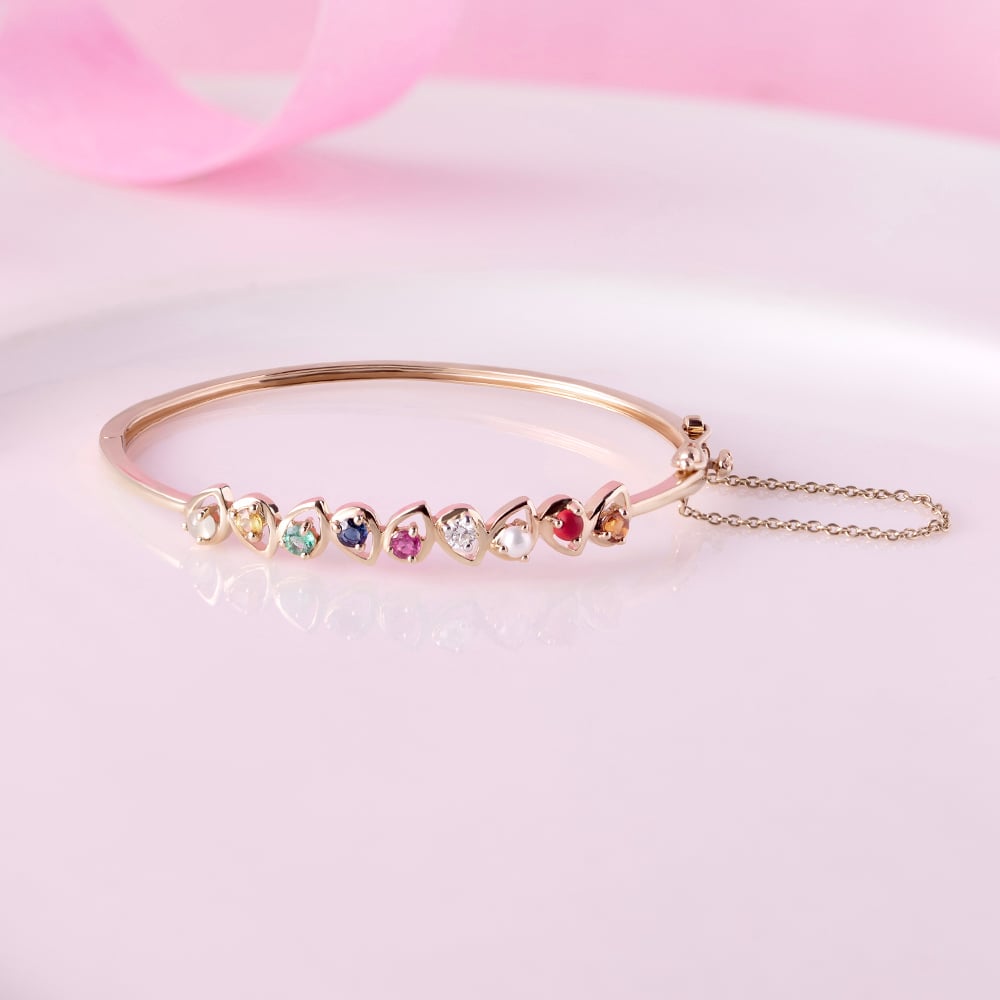 Vibrant Navaratna & Diamond Bangle,,hi-res image number null