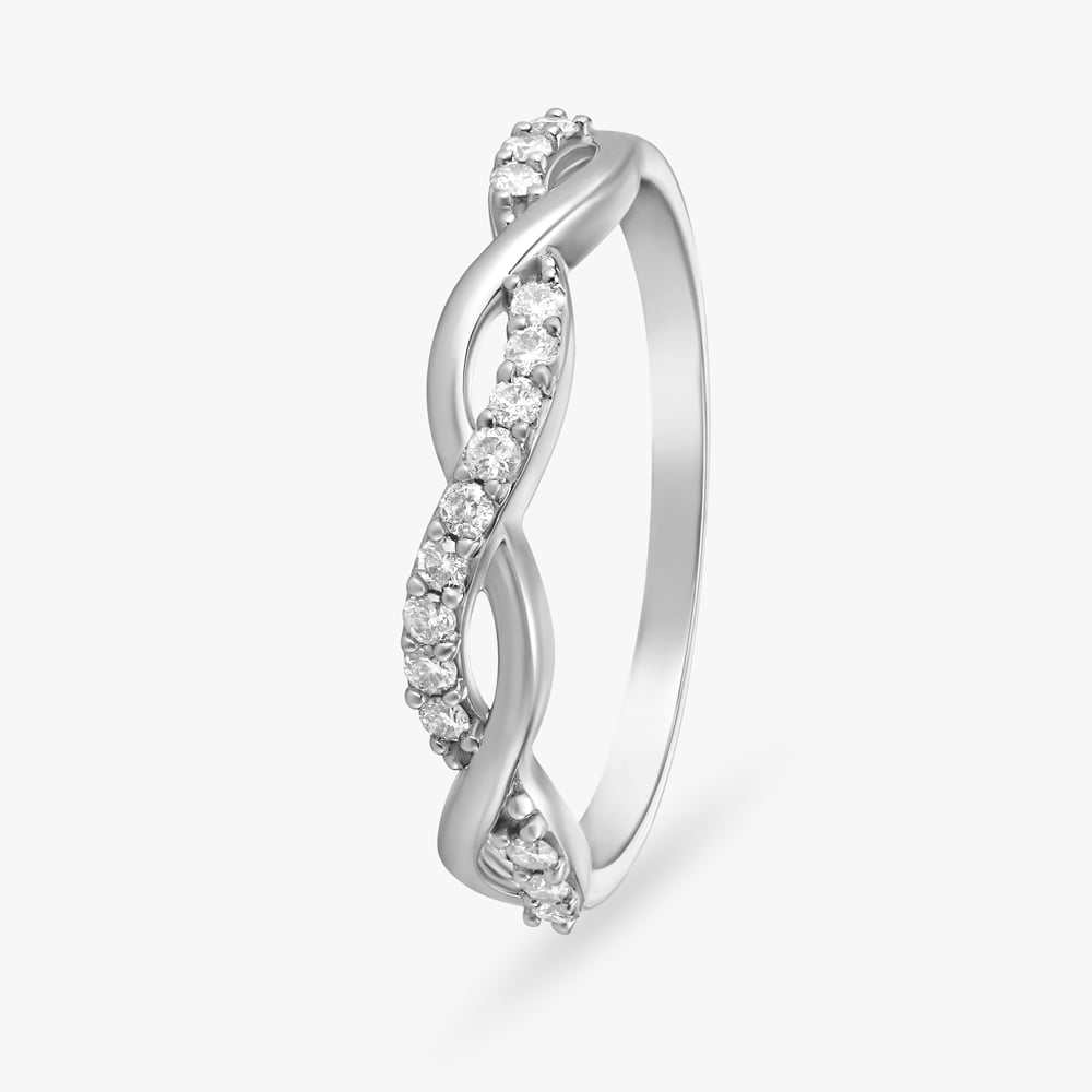 Wavy White Diamond Ring