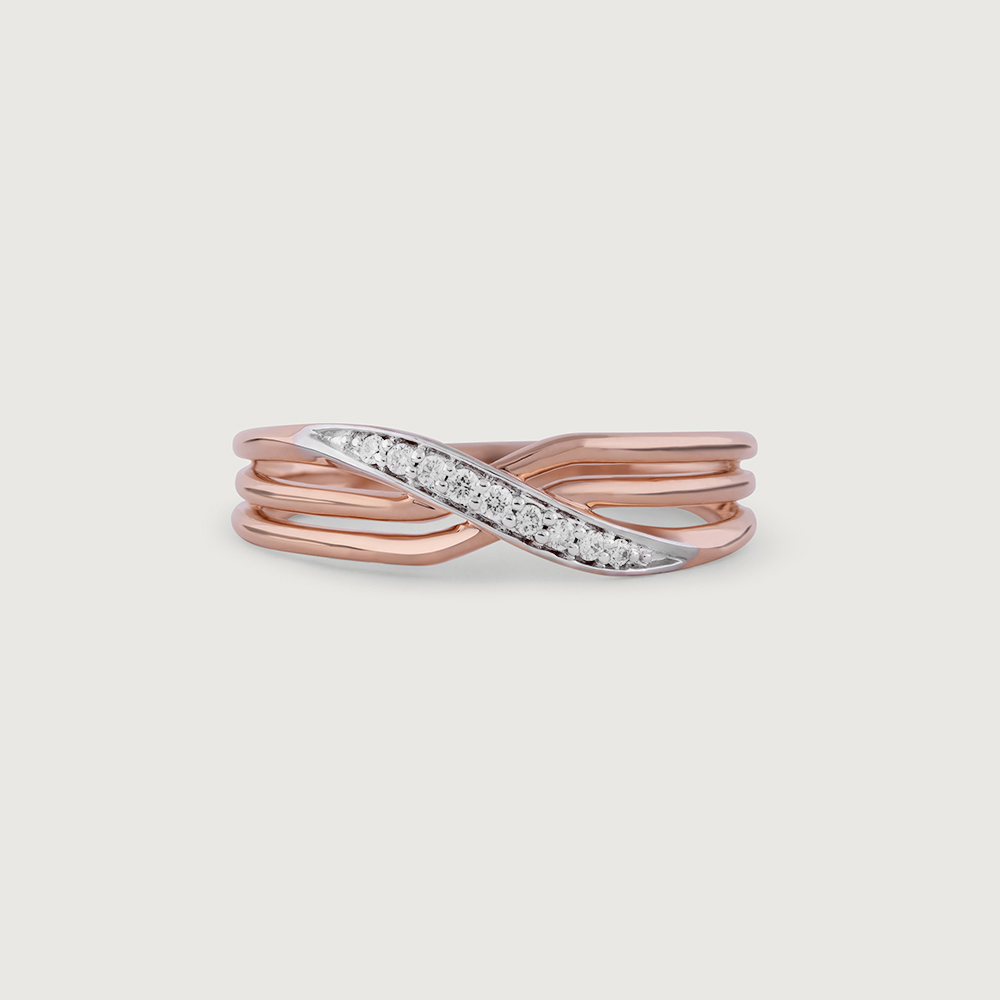 Twisted Beauty Gold & Diamond Finger Ring,,hi-res image number null