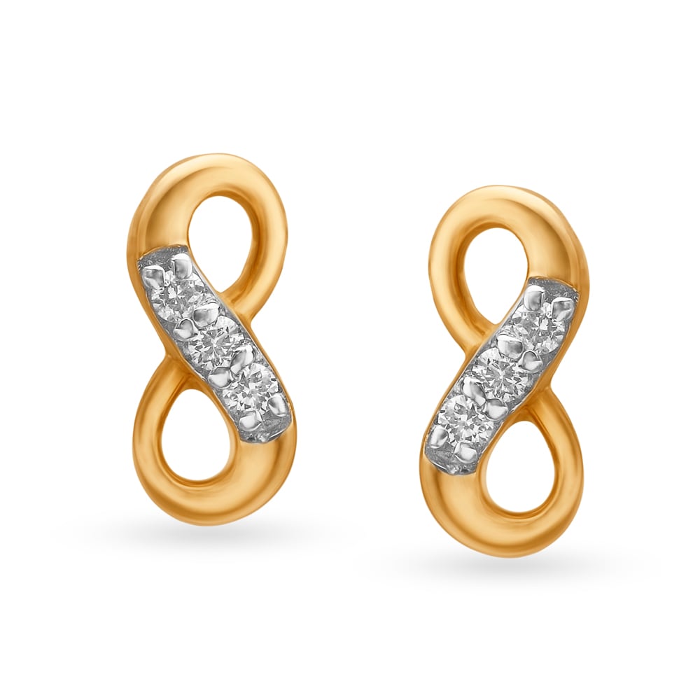 Infinity Diamond and Gold Stud Earrings,,hi-res image number null
