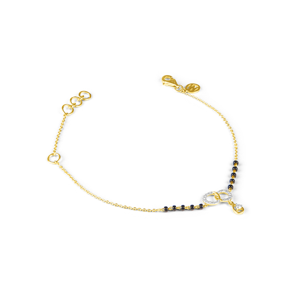 14KT Yellow Gold Magical Mangalsutra Bracelet with Studded Diamonds,,hi-res image number null