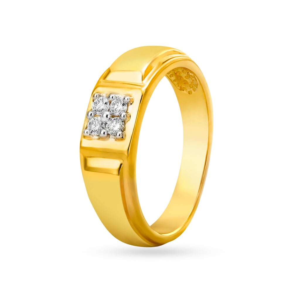 

Geometric 18 Karat Yellow Gold And Diamond Finger Ring