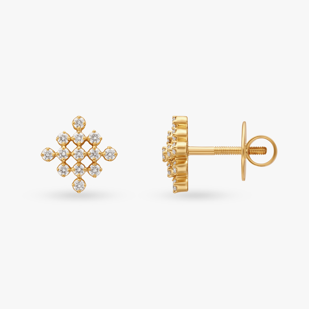 Geometric Luxury Diamond Stud Earrings,,hi-res image number null