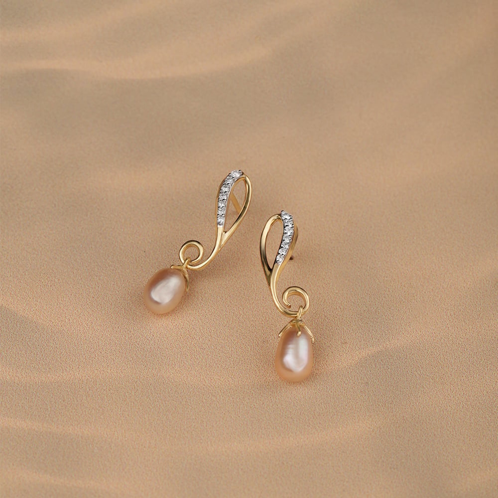 Paisley Cascade 14KT Diamond & Pearl Drop Earrings,,hi-res image number null