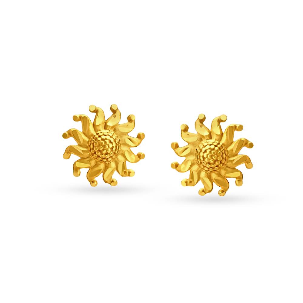 Artistic Yellow Gold Tiered Floral Jhumkas,,hi-res image number null