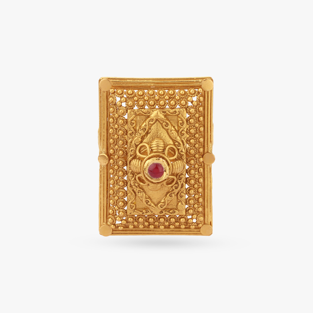 Rectangular Temple Motif Ring,,hi-res image number null