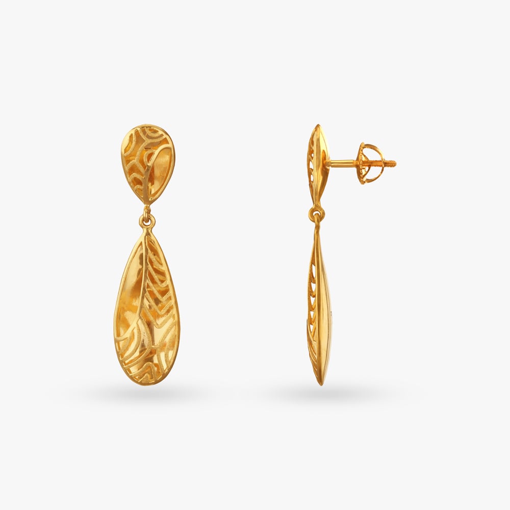 Radiant Leaves Gold Drop Earrings,,hi-res image number null