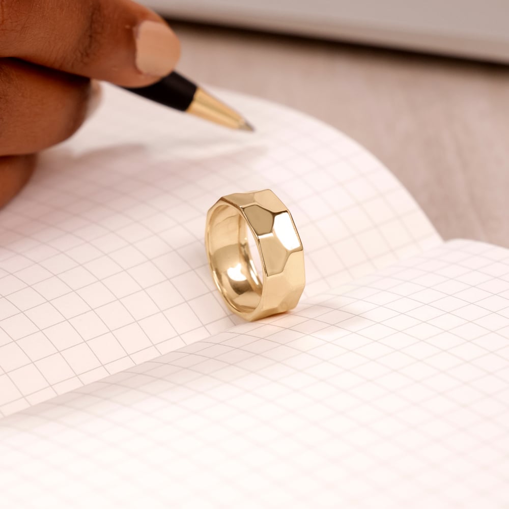 Faceted Sculpt Gold Ring,,hi-res image number null