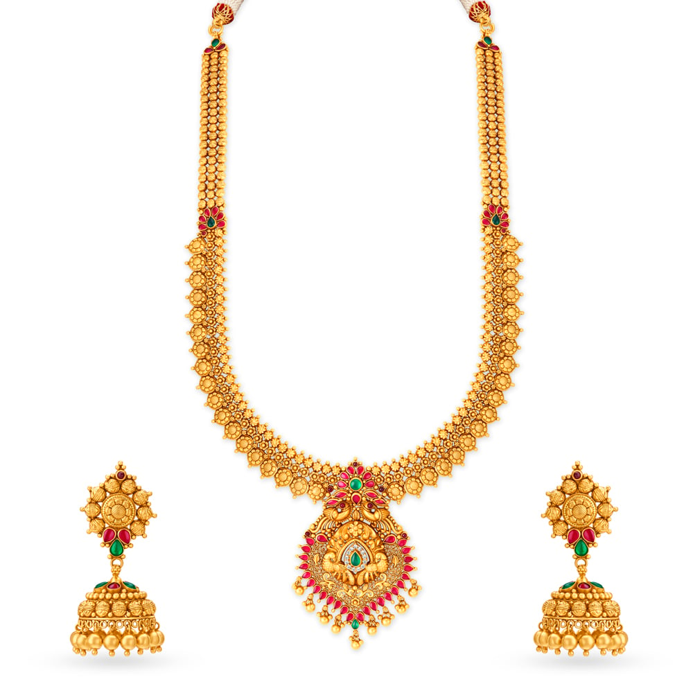 Palatial Gold Antique Finish Necklace Set