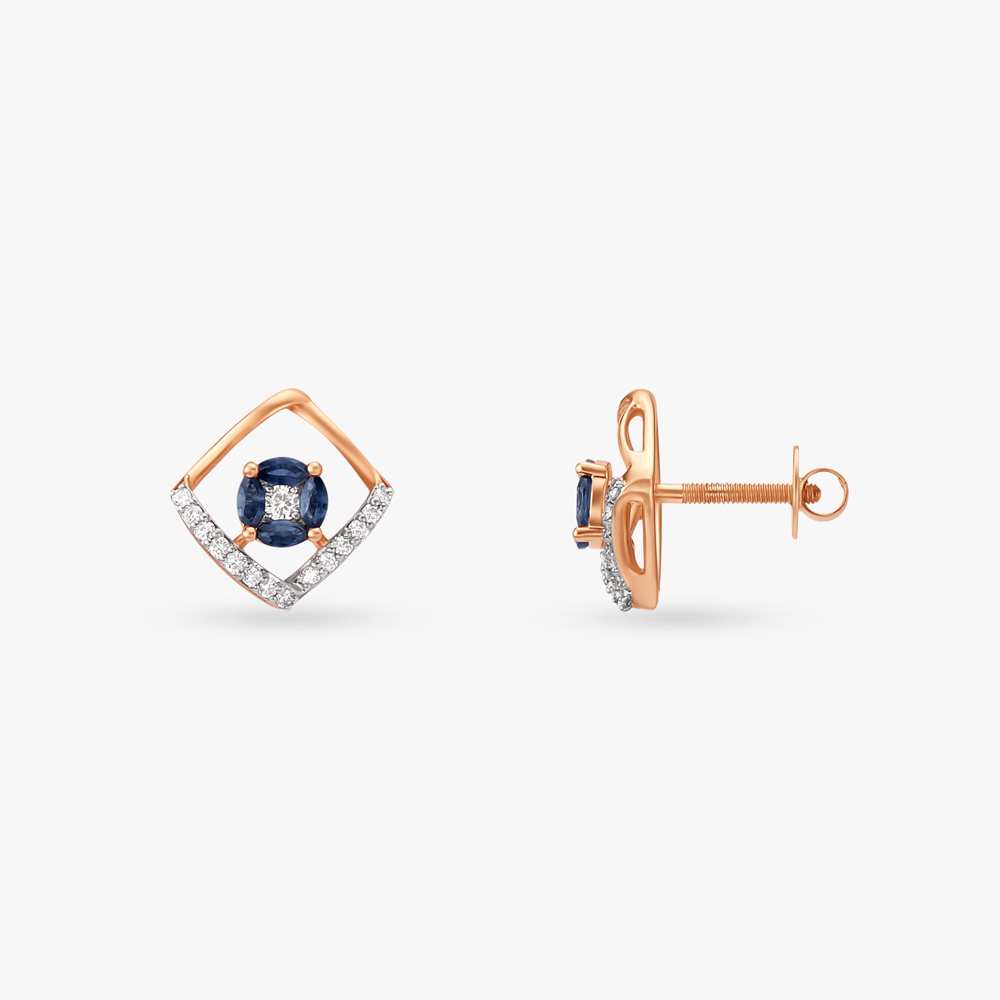Striking Geometric Diamond and Sapphire Pendant and Earrings Set,,hi-res image number null