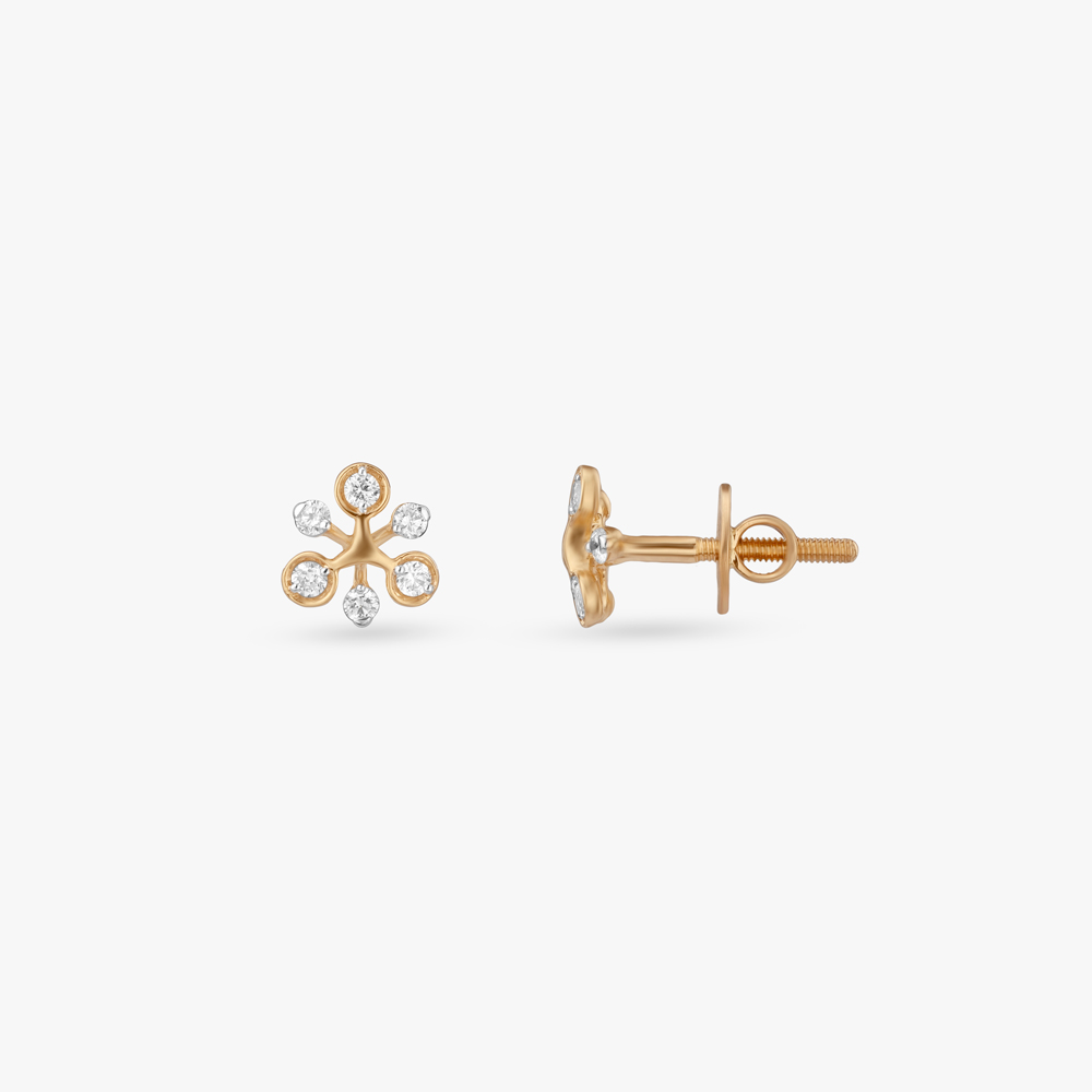 Floral Sparkle Diamond Stud Earrings,,hi-res image number null