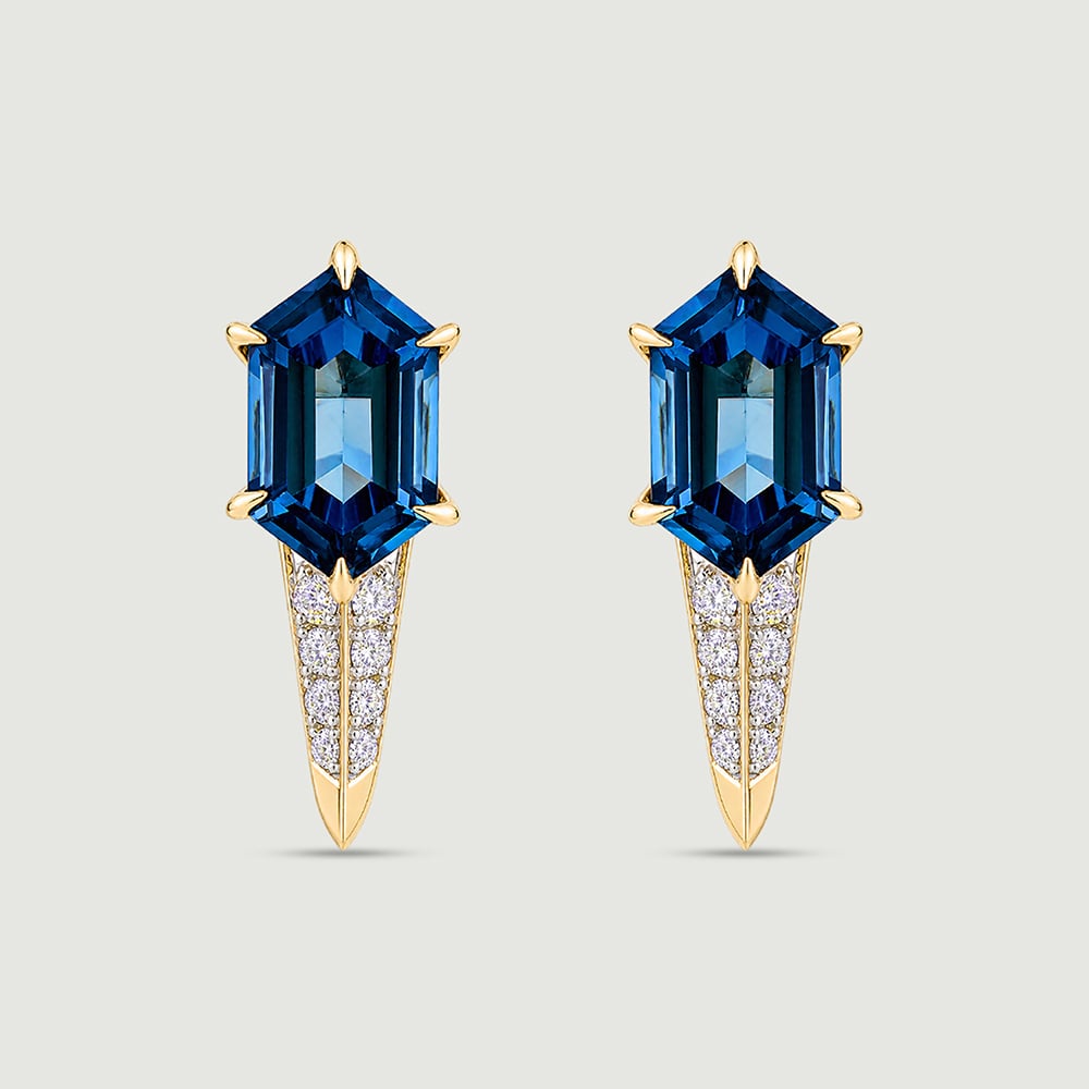 Blue Radiance Topaz Gold Hoop Earrings,,hi-res image number null