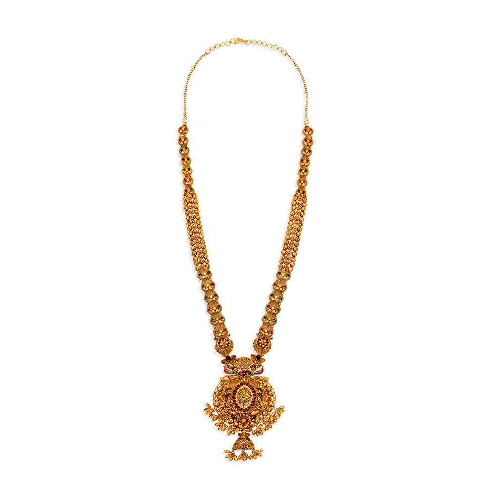 Brilliant 22 Karat Yellow Gold Filigree Haaram,,hi-res image number null