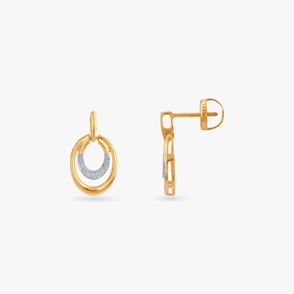 Dual Arc Diamond Drop Earrings,,hi-res image number null