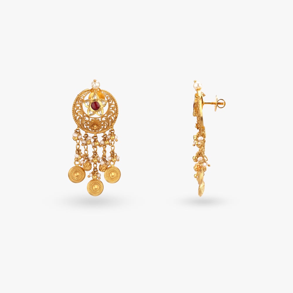 Antique Chand Bali Gold Necklace Set,,hi-res image number null