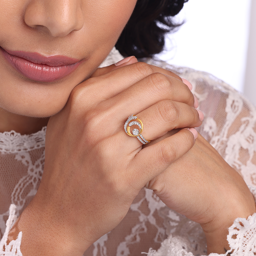 Cosmic Embrace Gold & Diamond Finger Ring,,hi-res image number null