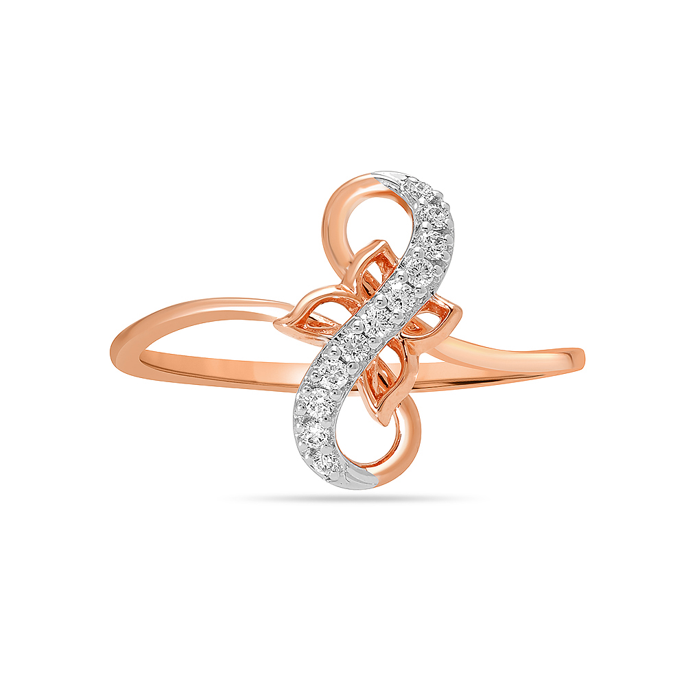 14KT Rose Gold Infinity Sparkle Diamond Finger Ring,,hi-res image number null
