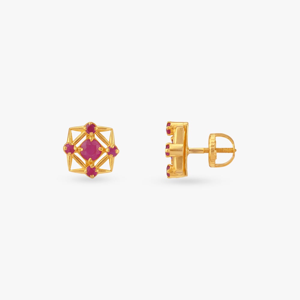 Modern Frame Stud Earrings,,hi-res image number null