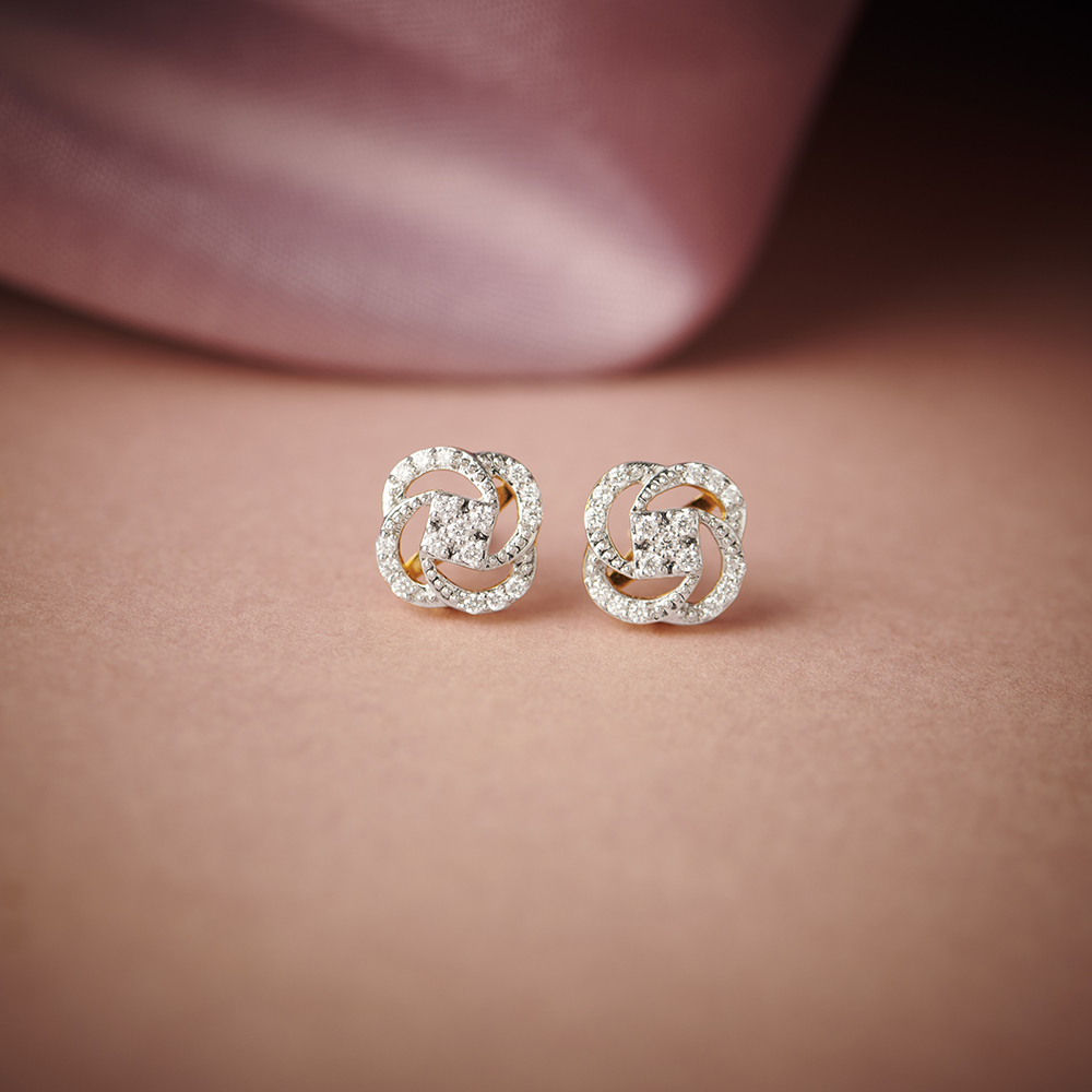 Classy Spiral Diamond Stud Earrings,,hi-res image number null