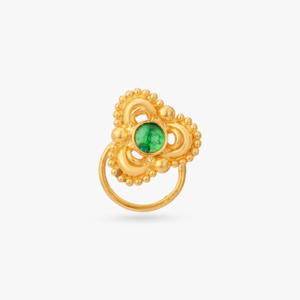 

Verdant Charm Gold Nose Pin