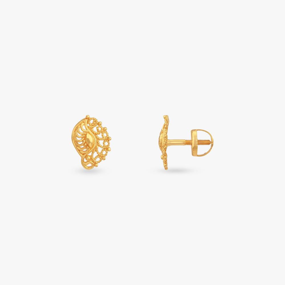 Tiny Paisley Gold Stud Earrings for Kids,,hi-res image number null