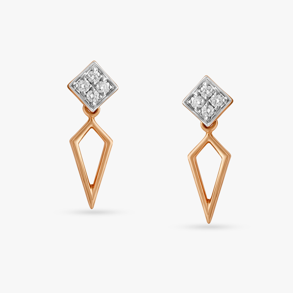Sleek Geometry Diamond Drop Earrings,,hi-res image number null