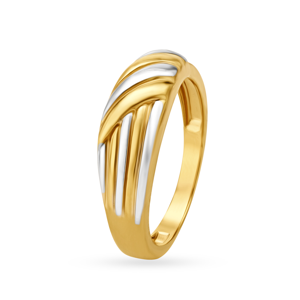 Two Toned Rhodium Finish Gold FInger Ring