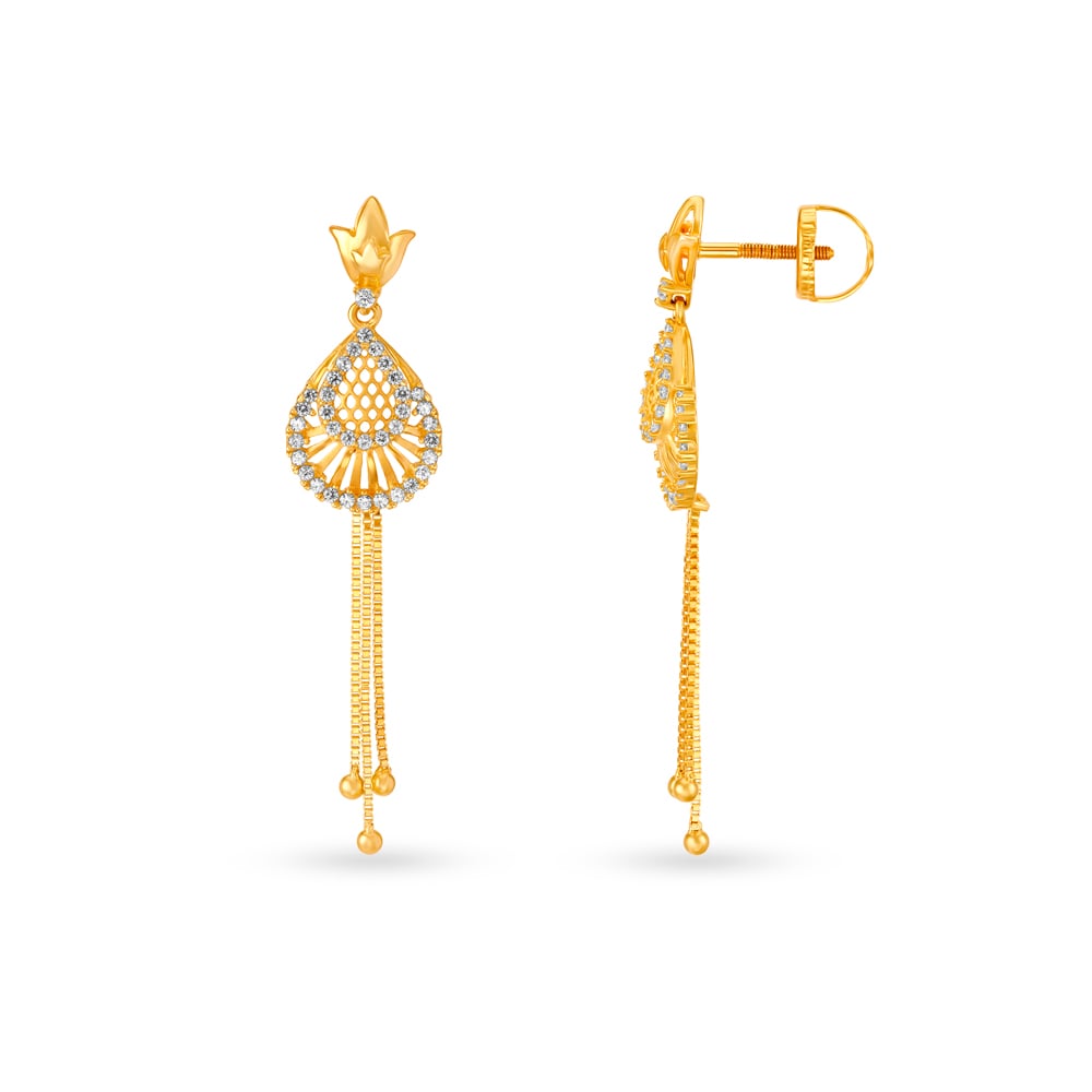 Graceful Gold Drop Earrings,,hi-res image number null
