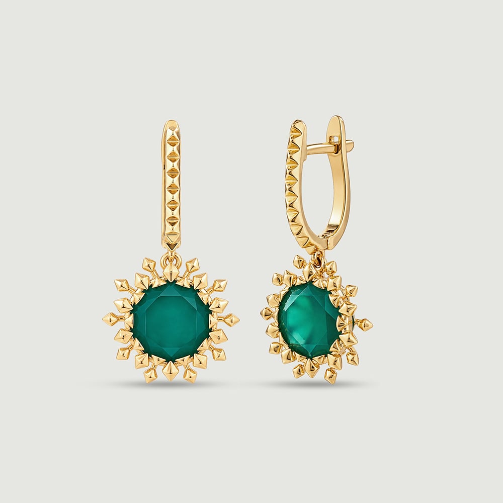 Dynamic Sculptural Green Onyx Hoop Earrings,,hi-res image number null
