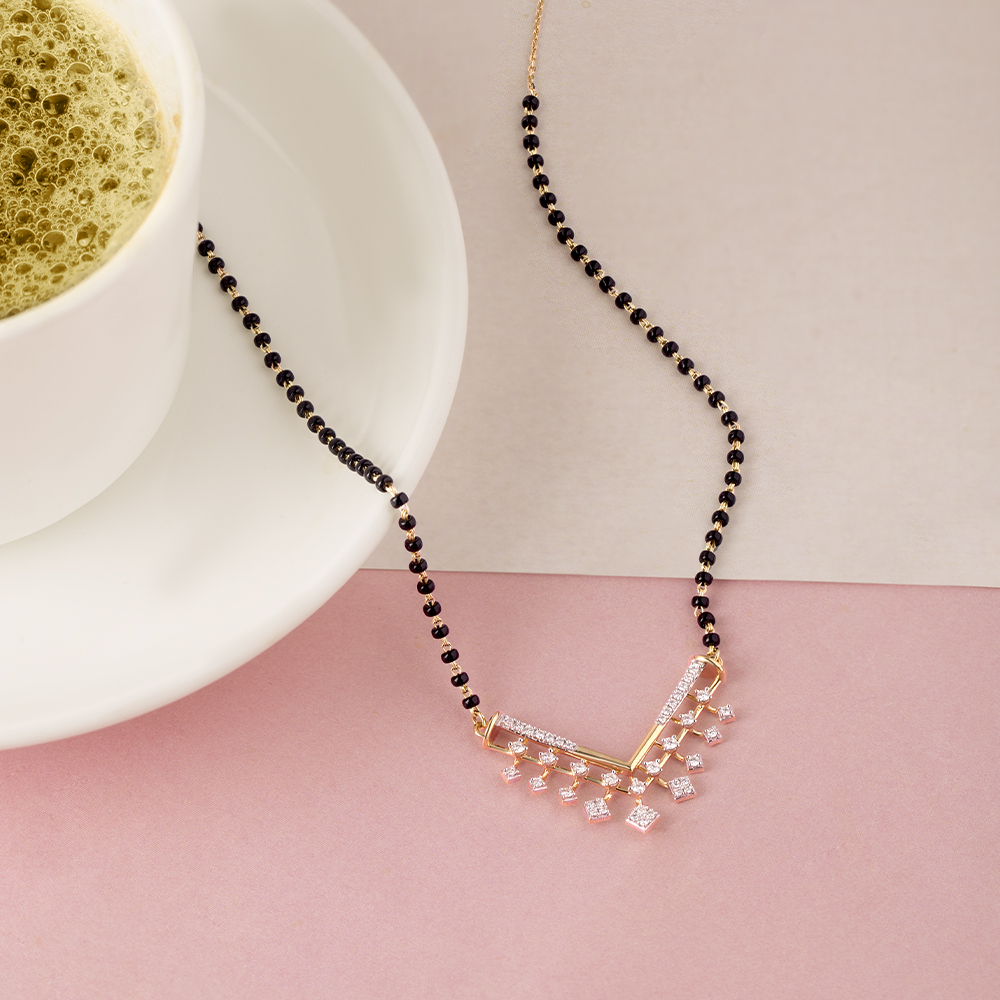 Glistening Fringe Gold and Diamond Mangalsutra,,hi-res image number null