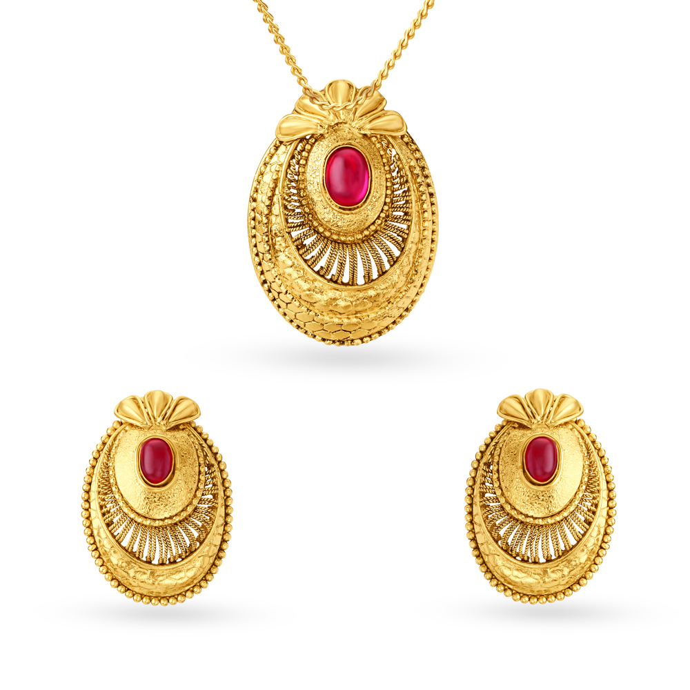 Elegant Classic Pendant and Earrings Set,,hi-res image number null
