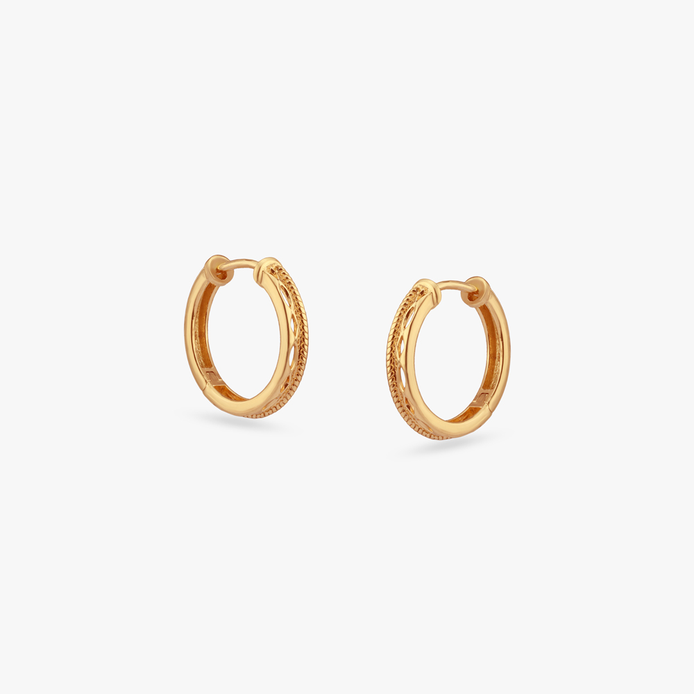 Textured Edge Gold Hoop Earrings,,hi-res image number null