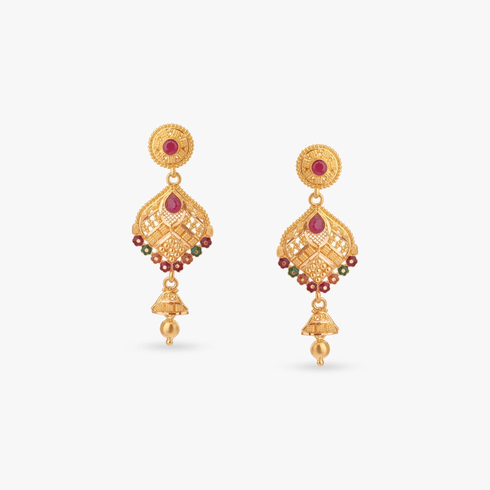 

Heritage Bloom Gold Drop Earrings