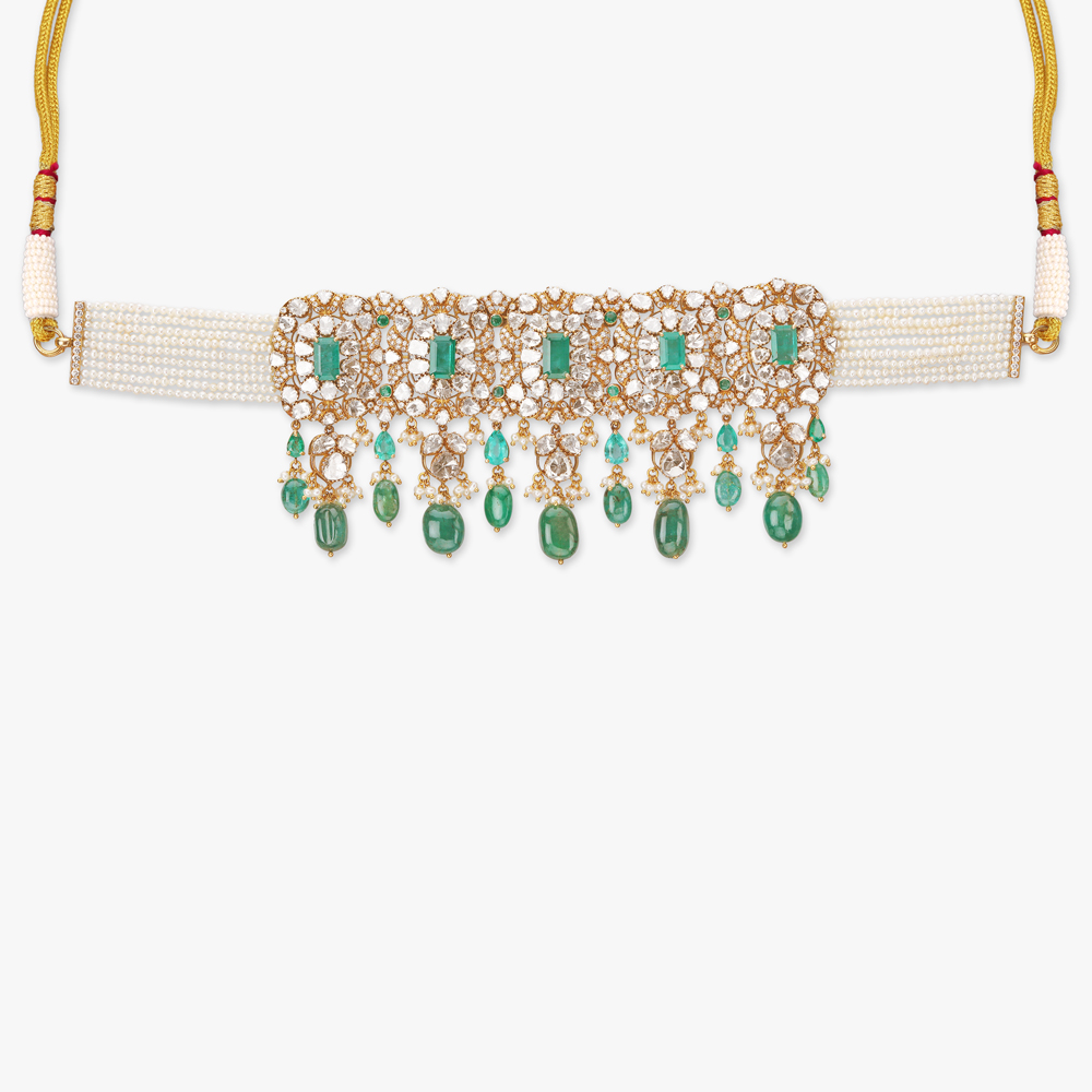 Emerald Polki Cascade Choker Set,,hi-res image number null
