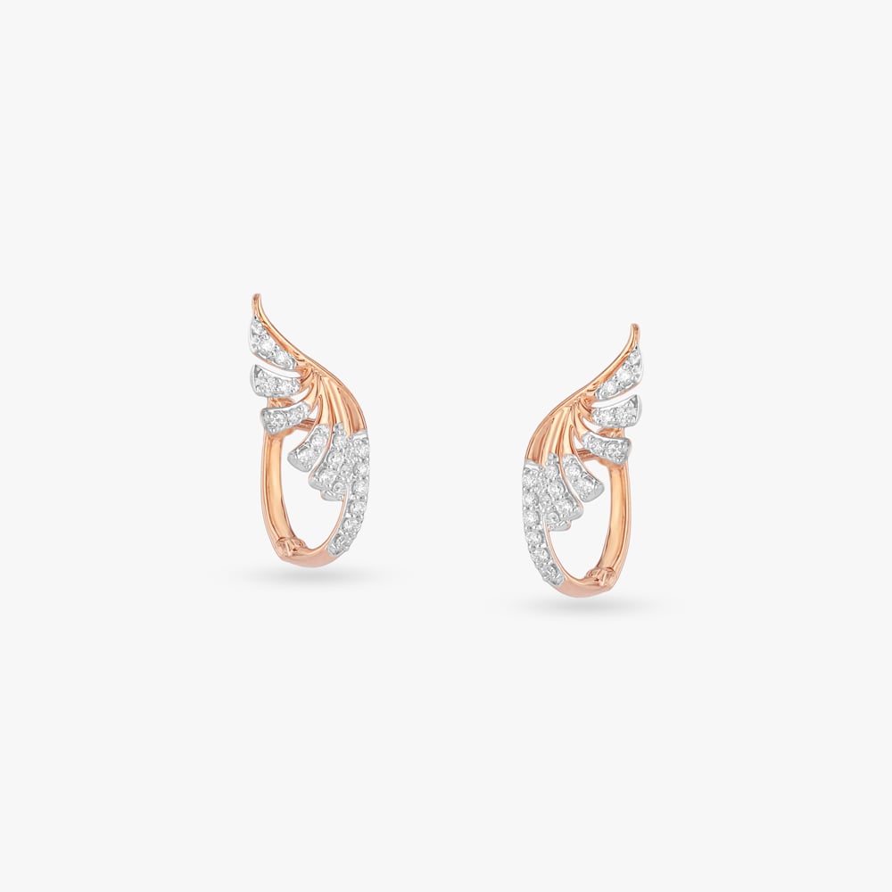 Curved Crest Diamond Hoop Earrings,,hi-res image number null