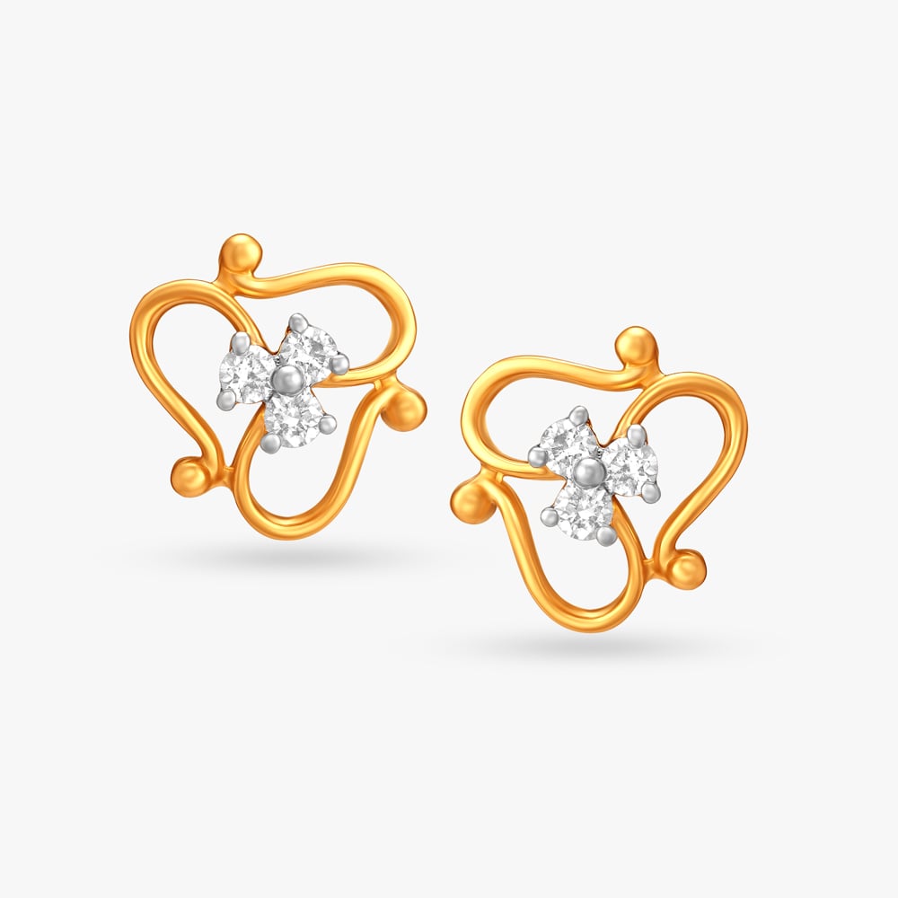 Radiant Floral Diamond Stud Earrings