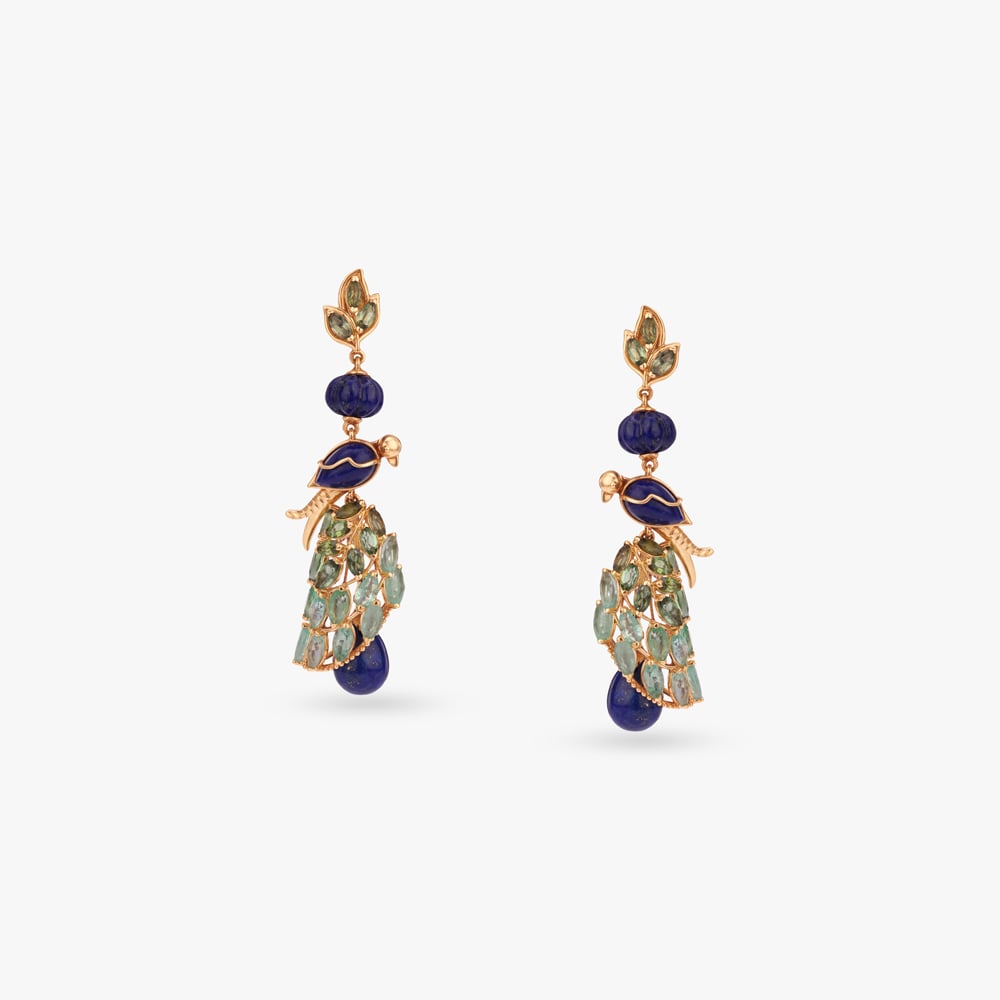 

Tropical Flight Gold Jhumka Earrings
