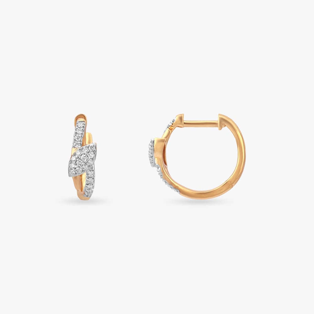Knotted Sparkle Diamond Hoop Earrings,,hi-res image number null