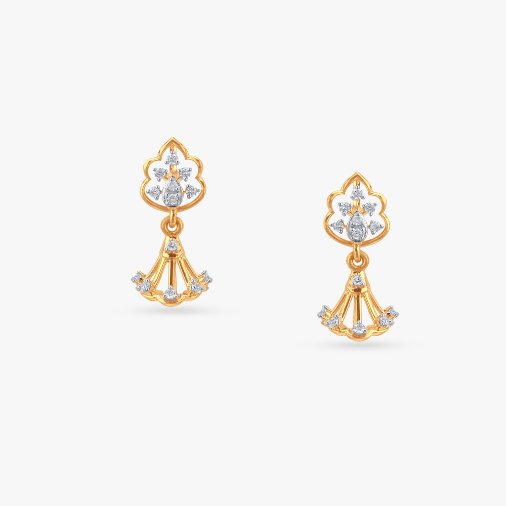 Floral Fan Diamond Jhumka Earrings,,hi-res image number null