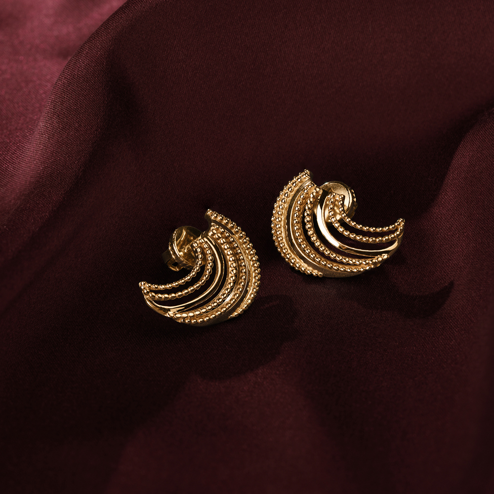 18KT Yellow Gold Stud Earrings to Match Your Elegance,,hi-res image number null