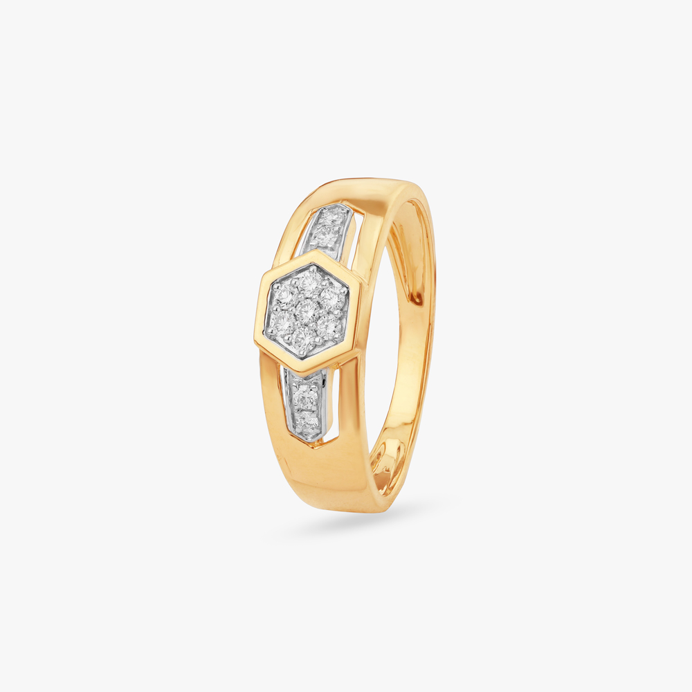 Bold Hexagon Diamond Ring For Men,,hi-res image number null