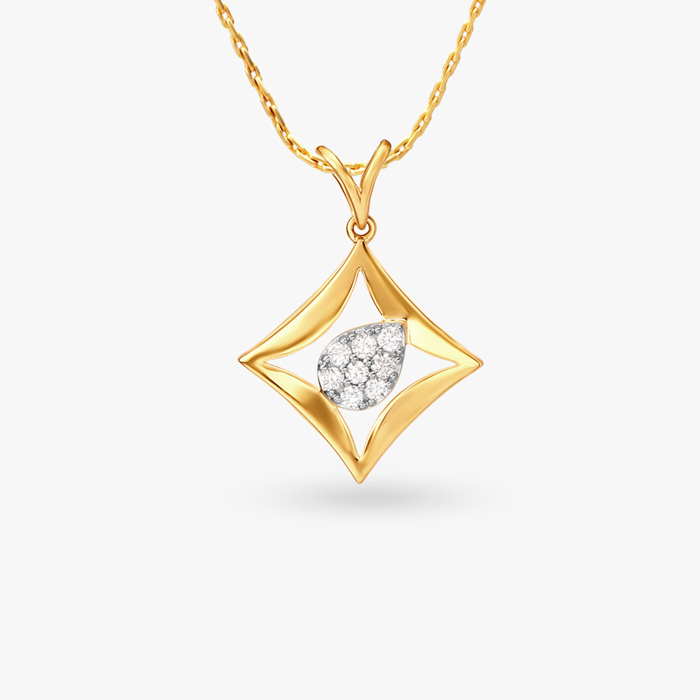 Geometric Glamour Diamond Pendant,,hi-res image number null