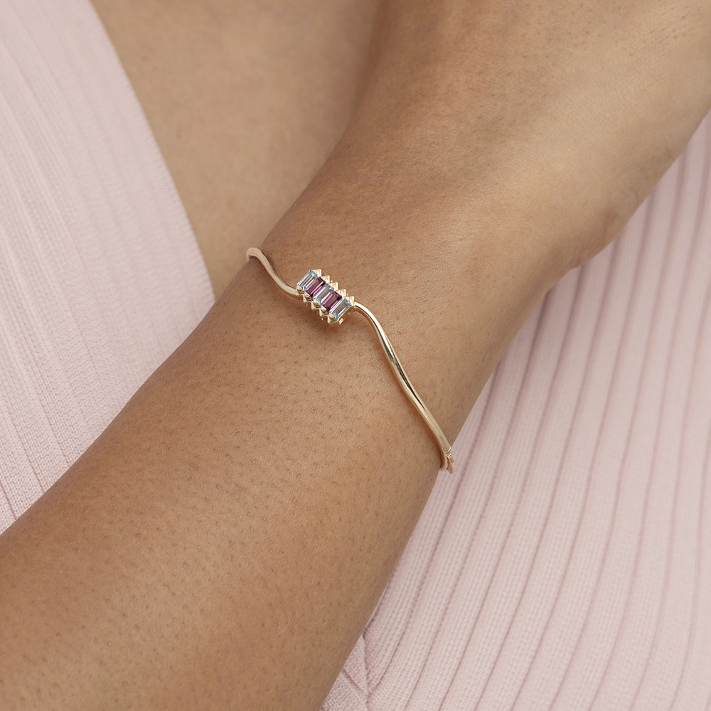 Pink Harmony Garnet & Gold Bangle,,hi-res image number null