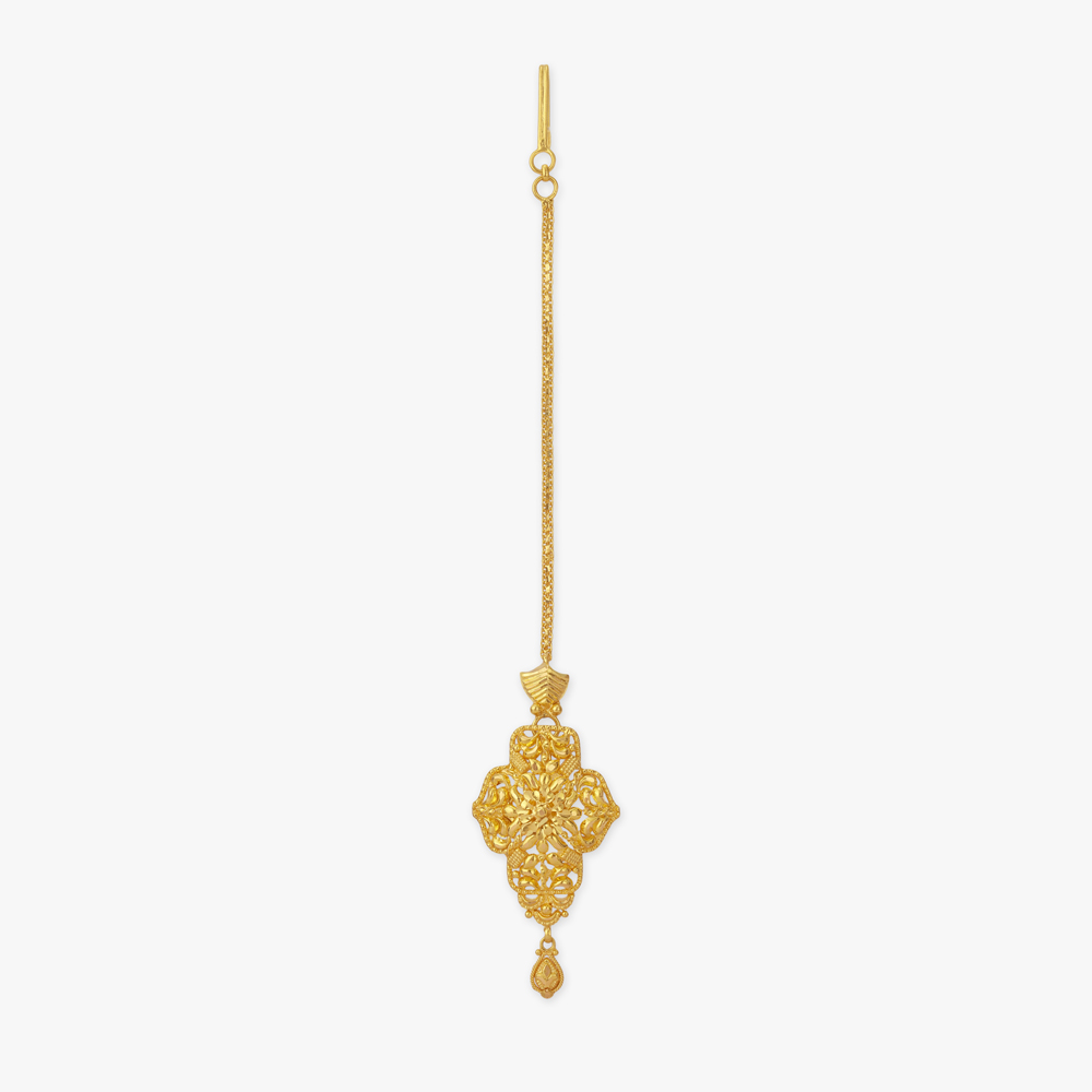 Lattice Blossom Gold Maang Tikka,,hi-res image number null
