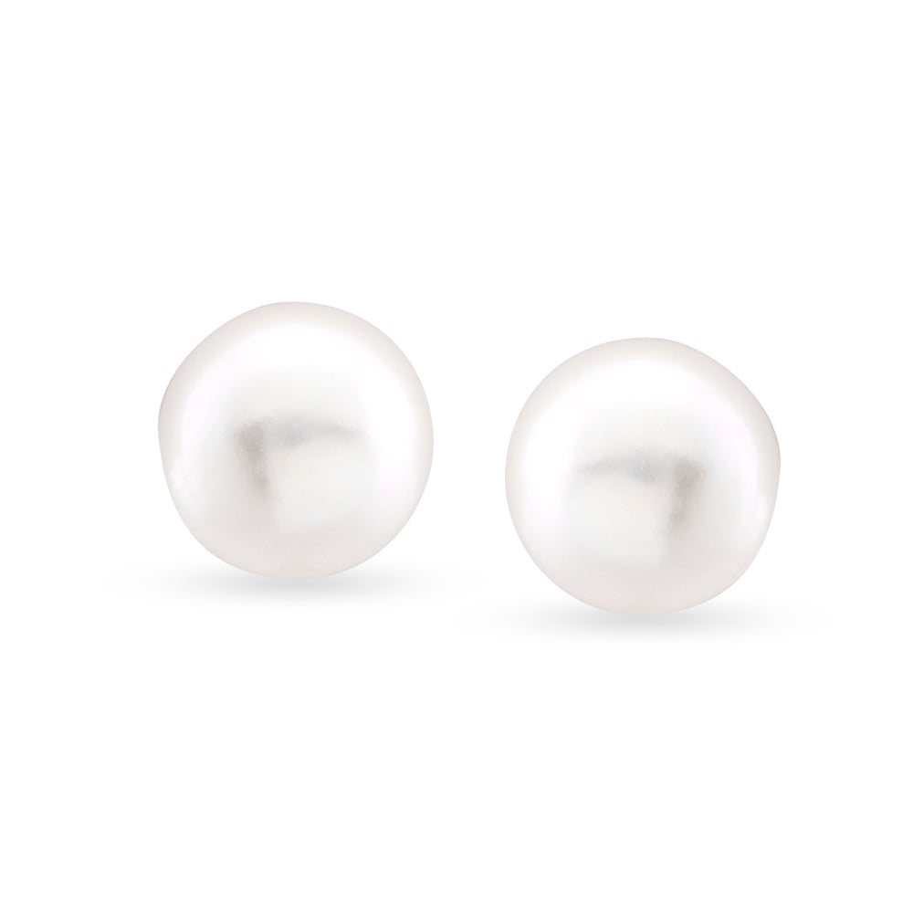 Beaming Button Pearl Stud Earrings,,hi-res image number null