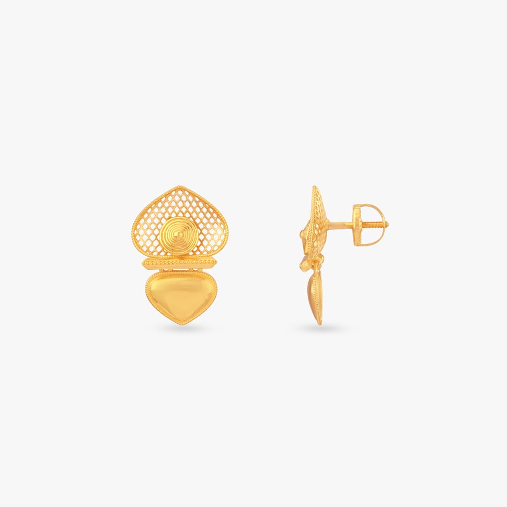 Sculpt Mesh Gold Drop Earrings,,hi-res image number null