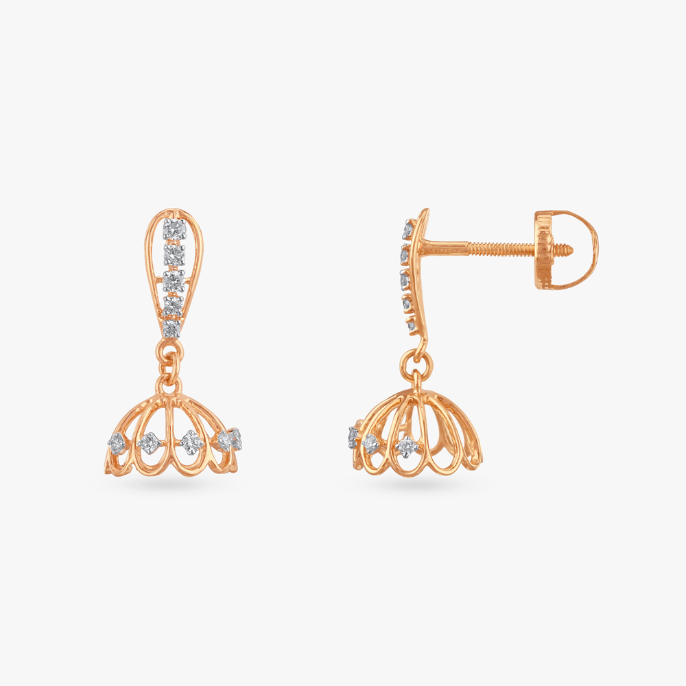 Twinkle Cage Diamond Jhumka Earrings,,hi-res image number null